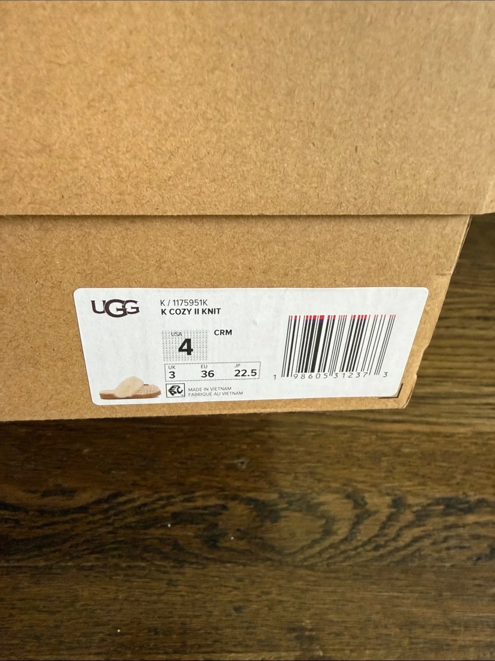 UGG Kids Knit Shearling-Lined Slippers in Cream